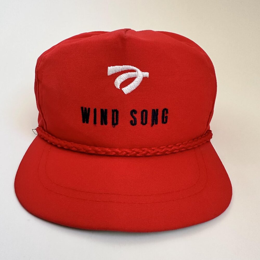 Vintage Wind Song Hat with Rope La Mode Leather Adjustable Strap Cap Made in USA